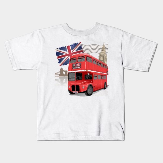 London Souvenir Kids T-Shirt by Happy Art Designs